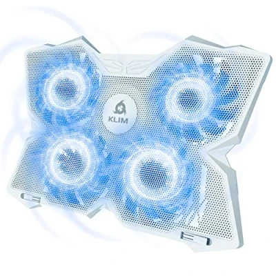 Abbildung von KLIM Wind Laptop Kühler Mehr als 500 000 verkaufte Einheiten NEU 2024 Cooling Pad USB Powered Stabil und leise 4 Lüfter Cooler Für PC, Mac, Xbox, PS4 15 17 Zoll Weiß