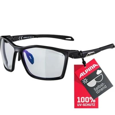 Abbildung von ALPINA TWIST FIVE V Selbsttönende, Bruchfeste &amp; Beschlagfreie Sport Fahrradbrille Mit 100% UV Schutz Für Erwachsene, black matt, One Size