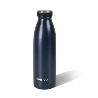 Abbildung von wenco Trinkflasche Edelstahl 0,5l / 500ml isoliert und auslaufsicher für kalte heiße Getränke auch als Thermoskanne verwendbar BPA frei blau