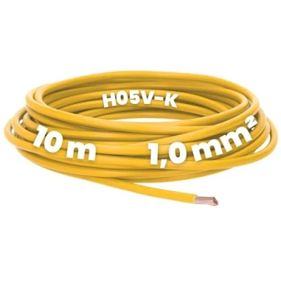 Abbildung von Kalitec 10 Meter H05V K 1 mm² gelb Verdrahtungsleitung I Aderleitung flexibel PVC Einzelader Litze 1mm2 Verdrahtung feindrätig Einzelleitung Kabel eindrähtig Schaltdraht
