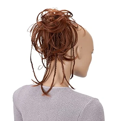 Abbildung von CAISHA XXL Haarteil Haargummi Daisy Dutt Hochsteckfrisuren Mit Geflochtenen Zöpfen Gewellt Kunstfaser Hitzebeständig DM17cm Kupferbraun G14D