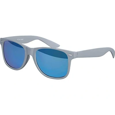 Abbildung von Balinco Sonnenbrille UV400 CAT 3 CE Rubber mit Federscharnier für Damen &amp; Herren (grau blau verspiegelt)