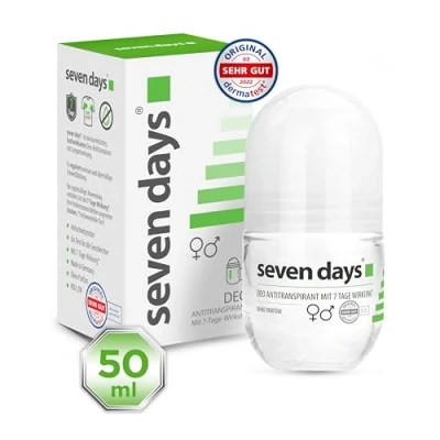 Abbildung von seven days Antitranspirant 50ml, Roll On gegen Schweiß [Langzeitschutz Bis 7 Tage] starkes Schwitzen, Anti Transpirant Herren &amp; Frauen Deo, Mittel