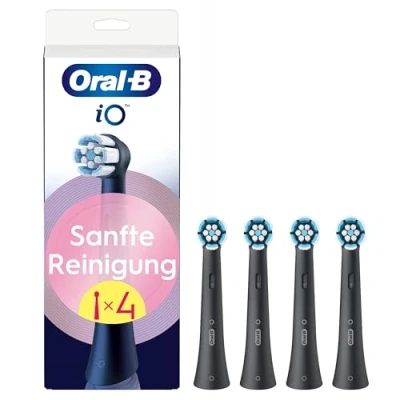 Abbildung von Oral B iO Sanfte Reinigung, Original Aufsteckbürsten, geeignet für empfindliches Zahnfleisch, Schwarz, 4 Stück