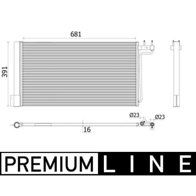 Abbildung von MAHLE ORIGINAL AC 941 000P Klimakondensator mit Trockner 23 681 FORD: FOCUS 3, C Max 2, 3 Turnier