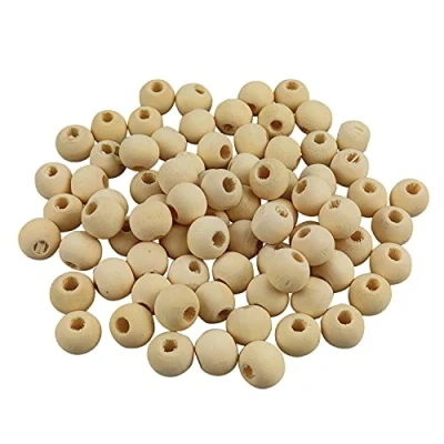 Abbildung von Netuno 80 Stück Holzperlen 10 mm mit Loch Holzkugeln Bastelperlen natürlich rund für DIY Handwerk Schmuck Makramee zum Basteln Auffädeln