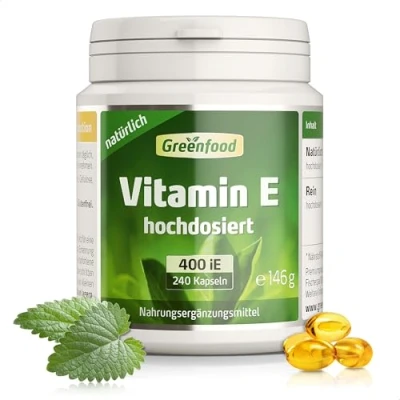 Abbildung von Vitamin E, 400 iE, natürlich, 240 Softgel Kapseln unterstützt den Schutz der Zellen vor oxidativem Stress. Ohne künstliche Zusätze. Gentechnik.
