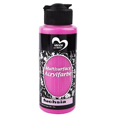 Abbildung von Ideen mit Herz Acrylfarbe Multisurface Allzweckfarbe zum Bemalen von Holz, Glas, Polyester, Keramik, Porzellan, Terracotta, Styropor, Leder Universalfarbe auf Wasserbasis 120ml (fuchsia)