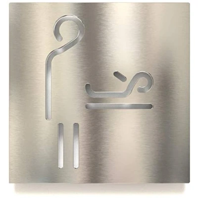 Abbildung von Edelstahl Hinweis Schild Wickel Raum selbstklebend &amp; pflegeleicht Design Piktogramm Türschild K 02 E