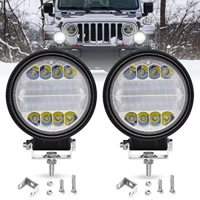 Abbildung von Runde LED Arbeitsscheinwerfer, 2 x 96W Scheinwerfer weiß, Offroad Zusatzscheinwerfer Wasserdicht IP68 spot+flood Arbeitsscheinwerfer Für ATV UTV SUV KFZ Bagger Gabelstapler Traktor LKW J eep