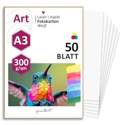 Abbildung von younikat 50er Set blanko Bastelkarton DIN A3 I 300 g/qm DIY zum Selbstgestalten Basteln Malen Beschreiben für Scrapbook ing und vieles mehr weiß dv_369