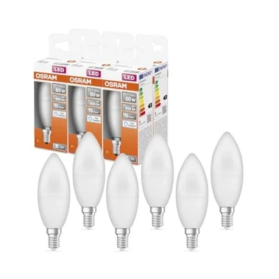 Abbildung von OSRAM LED Star Classic B60 Lampe für E14 Sockel, Kerzenform, FR, 806 Lumen, tageslichtweiß (6500K), Ersatz herkömmliche 60W Glühbirnen, nicht dimmbar, 6er Pack