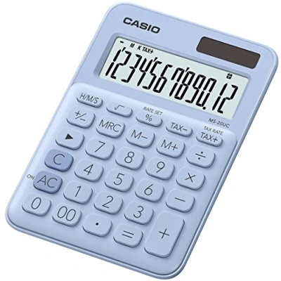 Abbildung von Casio MS 20UC LB Tischrechner Hellblau Display (Stellen): 12 solarbetrieben, batteriebetrieben (B x H T) 105 23 1 Schwarz