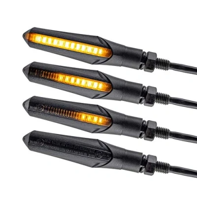 Abbildung von Simda Pro E Mark Led Motorrad Laufeffekt Blinker Lauflicht Sequentiell Schwarz Universal Quad ATV Lauflichtblinker Super Optik und Schön Hell Wasserprüf IP67 Prüfzeichen