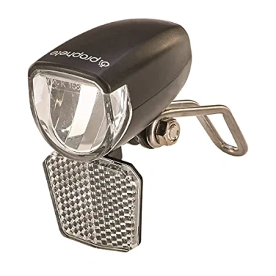 Abbildung von Prophete Fahrrad LED Scheinwerfer 15 Lux, mit EIN /Ausschalter &amp; abnehmbarem Reflektor Für Naben , Seitendynamo E Bikes (6V) StVZO zugelassen Kompakter Nirosta Halter