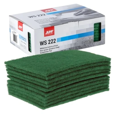 Abbildung von APP WS 222 Schleifvlies Pads, 10er Set, 150 x 230 mm, grün für Metall, Holz, Stahl &amp; Edelstahl Grobkörniges Schleifwolle, Körnung: 240 280