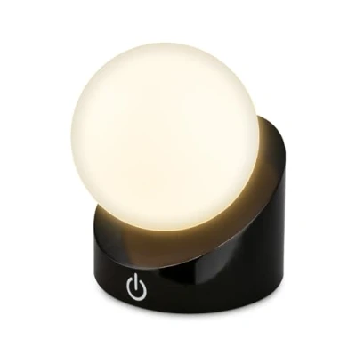 Abbildung von BRILONER Mini LED Tischlampe kabellos IP54 mit Touch, dimmbar in Stufen, Akku &amp; Lichtquelle tauschbar, Nachttischlampe, Kugel, Lampe, Tischleuchte, Outdoor 10x8x9 cm, Schwarz