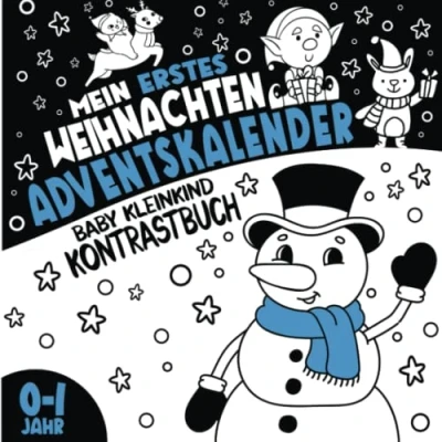 Abbildung von Mein Erstes Weihnachten Adventskalender Kontrastbuch für Baby Kleinkind 0 1 Jahr: 24 Kontrastkarten Babys 6 Monate I Visuelle Stimulation ... Weihnachtskalender als Neugeborene Geschenk