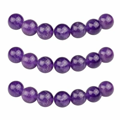 Abbildung von MJDCB Perlen zum Auffädeln 8mm 45 stück Amethyst Halbedelsteine mit Loch Natürliche Lose Runde Steinperlen für Herstellung Schmuck Armbänder Halsketten