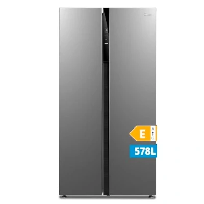 Abbildung von Midea MERS530FGE02 Side by Kühl /Gefrierkombination/No Frost/Inverter Compressor/176,5 cm hoch/347 L Kühlen/201 Gefrieren/Doppelte Steuerung/SuperCool/35dB, Inox