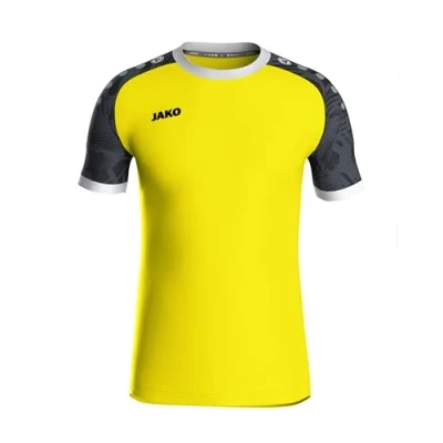 Abbildung von JAKO ICONIC Trikot Kinder Soft Yellow, Schwarz, Gr. 128 Nachhaltiges Sport Shirt kurzarm aus 100% recyceltem Polyester, Feuchtigkeitstransportierend