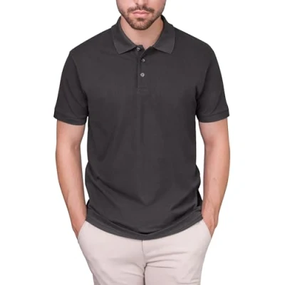 Abbildung von HRM Herren Luxury Polo, dunkelgrau, Gr. L I Premium Polo Shirt aus 100% Baumwolle Basic Polohemd bis 60C farbecht waschbar Hochwertige &amp; nachhaltige Bekleidung