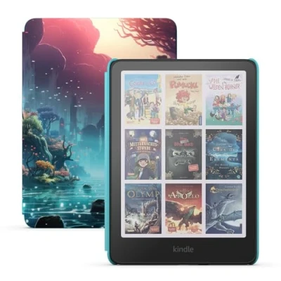 Abbildung von Der neue Amazon Kindle Colorsoft Kids (16 GB) erste Farb für Kinder, mit Hülle Abenteuerfluss