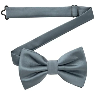 Abbildung von DonDon Fliege Herren handgefertigt Seiden Look 12 x 6 cm Dunkelgrau