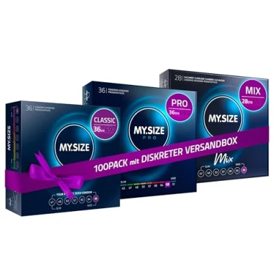 Abbildung von MY.SIZE 100 Kondome 69 mm Megaset Classic + Mix Pro I Größe 7 Stück Sparpackung Premium Kondom extra dünn gefühlsecht hauchzart dünne Wandstärke vegan Condoms for men