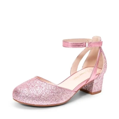 Abbildung von DREAM PAIRS Mädchen Abendschuhe Knöchelriemchen High Heels Mary Jane Schuhe Prinzessinnenschuhe Geeignet für Hochzeiten Geburtstagsfeiern Campus,Size 33.5,Rosa,KKUMPU2501