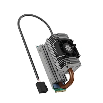 Abbildung von ICY BOX M.2 Heatpipe Kühler mit 30 mm Lüfter Bauhöhe für SSD (2280), Aluminium, Silber IB M2HSF 705