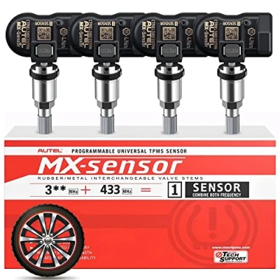 Abbildung von Autel 2 in 1 RDKS MX Sensor, Reifen mit doppelter Frequenz für 98% Autos, identisch OE Reifendruck Kontrollsystem TPMS Ersatz Druck klonbar bis 100% (Metallventil, 4 Stück)