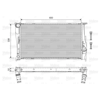 Abbildung von VALEO 701601 Kühler, Motorkühlung Aluminium 338 600 32 ohne Kühlmittelregler Kühlrippen gelötet BMW: 3 Coupe, Saloon, Touring