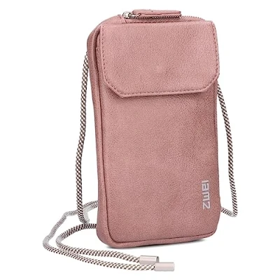 Abbildung von Zwei Handytasche zum Umhängen MADEMOISELLE.M MP30 Smartphone Etui &amp; Geldbörse 2 in 1, umlaufender Reißverschluss, längenverstellbarer Riemen, Mini Handtasche 19 x 10 3 cm (blush)