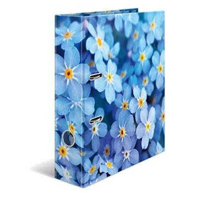 Abbildung von HERMA Ordner A4 Blaue Blumen Set, 10 Stück, 7 cm breit, Kinder Ringordner mit Pflanzen Motiv, bunter Aktenordner Innendruck für Jungen und Mädchen