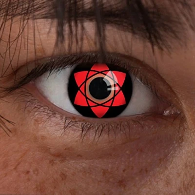 Abbildung von aricona Kontaktlinsen Sharingan Uchiha Sasuke Farbige ohne Stärke für Cosplay, Karneval, Fasching, Motto Partys und Halloween Kostüme, 2 Stück