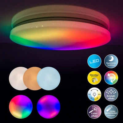 Abbildung von näve LED Deckenleuchte »Rainbow«, 1 flammig, Kristalleffekt, dimmbar, Nachtlicht, CCT, Farbwechsler, Fernbedienung