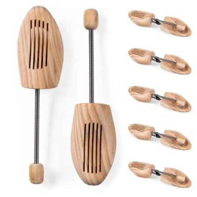 Abbildung von Blumtal® Schuhspanner für Damen und Herren aus Echtholz im 5er Set Knickschutz Schuhe Schuhstrecker Kiefernholz Schuspanner Shoe Tree Gr. 44 45