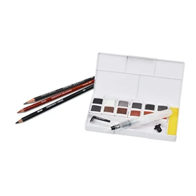 Abbildung von Derwent Shade &amp; Tone Mixed Media Set, 16 Teiliges Set Verschiedener Malmedien, Naturmalfarben mit Inktense, Graphitint, Bleistiften Getönter Kohle, Professionelle Qualität, 2305903