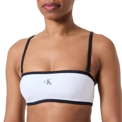 Abbildung von Calvin Klein Damen Bandeau Bikinioberteil Retro, Weiß (Pvh Classic White), XL