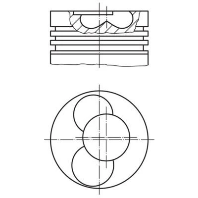 Abbildung von MAHLE ORIGINAL 030 41 02 Kolben 80,01 an Absperrhahn, Lenkstockhebel zum Lenkspurhebel, für Zylinder 3 4 mit Kolbenringträger, ohne Kühlkanal