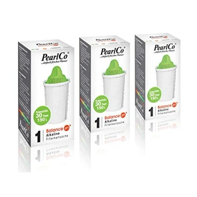 Abbildung von PearlCo Alkaline classic Pack 3 Filterkartuschen für basisches Wasser passend zu Brita