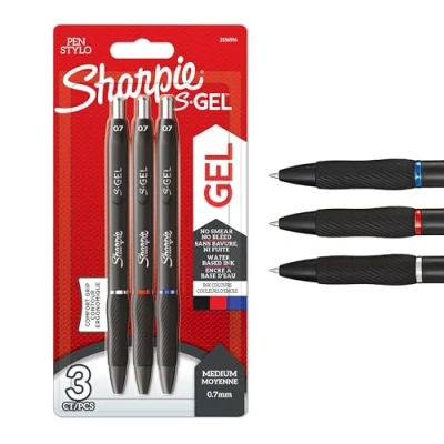 Abbildung von SHARPIE S Gel Gelstifte mittlere Spitze (0,7 mm) Gelschreiber mit Schwarzer, blauer &amp; roter Tinte 3 Stück
