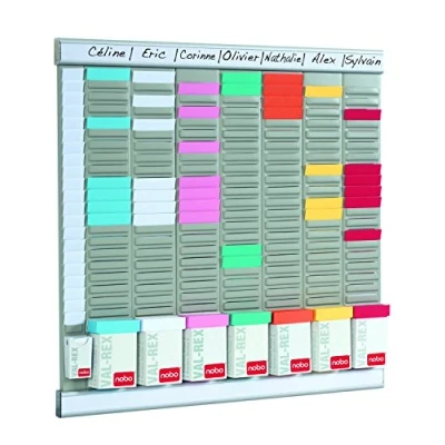 Abbildung von Nobo T Karten Büro Planungsset, Wandmontage, Haftnotizen Set mit 7 Spalten &amp; 24 Slots, Größe 2, inkl. bunt Indexspalte 2911080