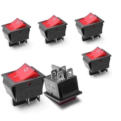 Abbildung von Switian 6 Stück KCD4 On Off Wippenschalter mit 4 Polig 2 Positionen AC 16A/250V 20A/125V /Rot