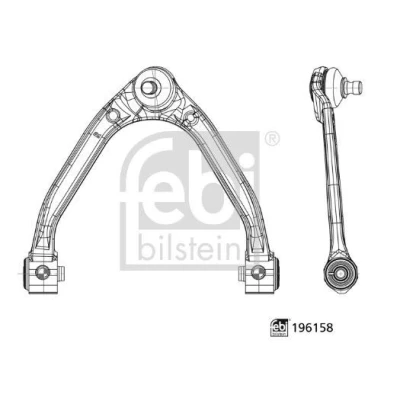 Abbildung von FEBI BILSTEIN 196158 Querlenker mit Gummilagern Trag /Führungsgelenk oben, Vorderachse rechts Stahlblech 16mm
