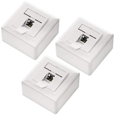 Abbildung von deleyCON 3x CAT6 Universal Netzwerkdose 1x RJ45 Port Geschirmt Aufputz oder Unterputz 1 Gigabit Ethernet Netzwerk EIA/TIA 568A&amp;B Weiß