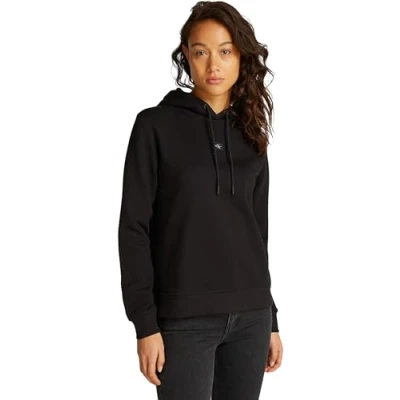 Abbildung von Calvin Klein Jeans Label Regular Hoodie Sweatshirt, Damen, Größe: Small, Black