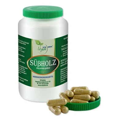 Abbildung von VITA IDEAL Vegan® Süßholz Wurzel 90 Kapseln Glycyrrhiza glabra Süßholzwurzel Tagesportion 700mg, Pulver rein natürlich ohne Zusatzstoffe, original von VITAIDEAL.