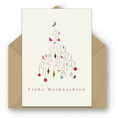 Abbildung von Pusteblume Grusskarten 25/50 recycelte Weihnachtskarten mit Umschlägen stilvolles Weihnachtsbaum Design, 25 Stück